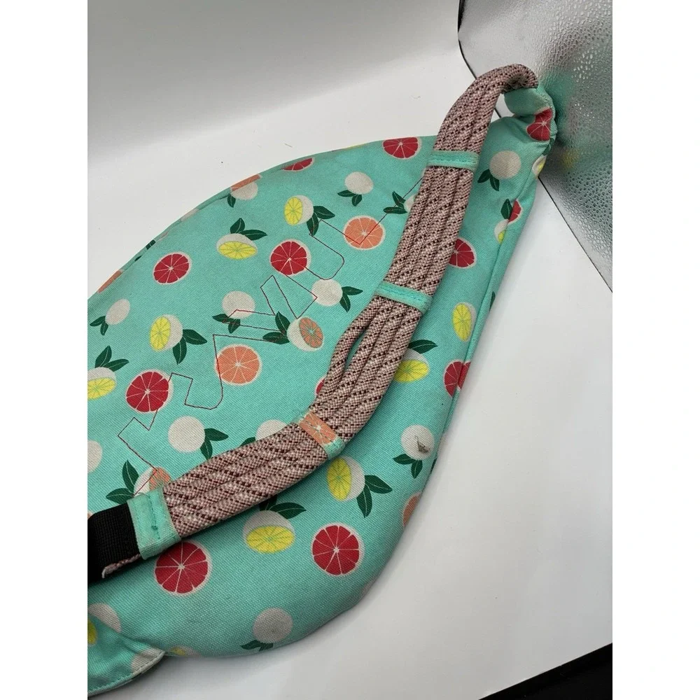 KAVU Blue/Green Multicolor Citrus Print Sling Bag Daypack, Zip, Adjustable Strap